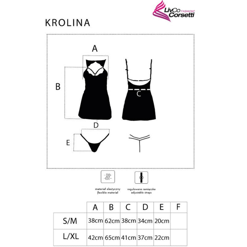 LIVCO CORSETTI SETS Krolina Lc 90734 Chemise + String Noir S/M — vue arrière