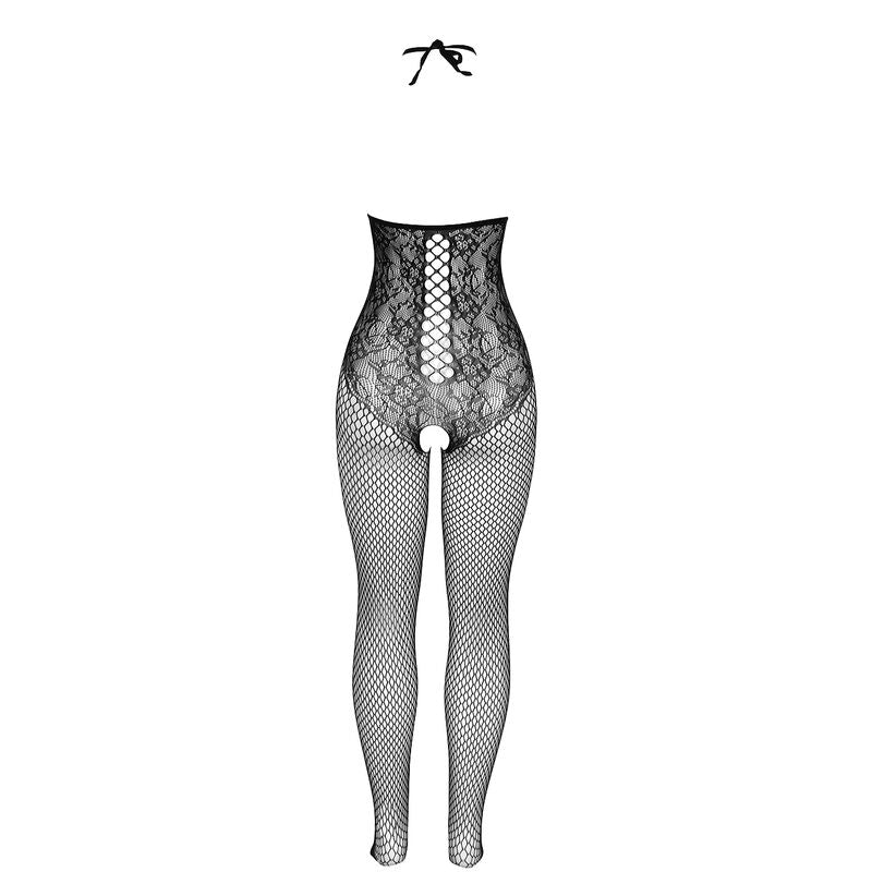 SUBBLIME BODYSTOCKINGS 951849 Bodystocking Résille Ouvert Col Licou Noir Taille ... — accessoires inclus