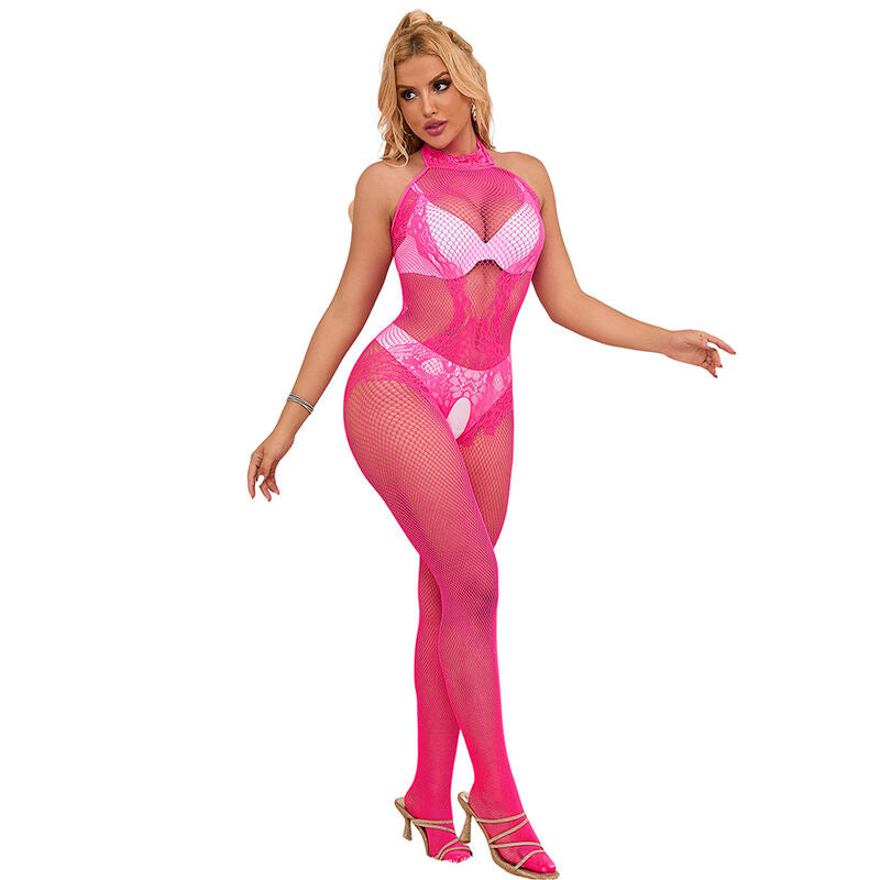 SUBBLIME BODYSTOCKINGS 952389 Bodystocking Résille Dentelle Sans Fourrure Col Mo... — accessoires inclus