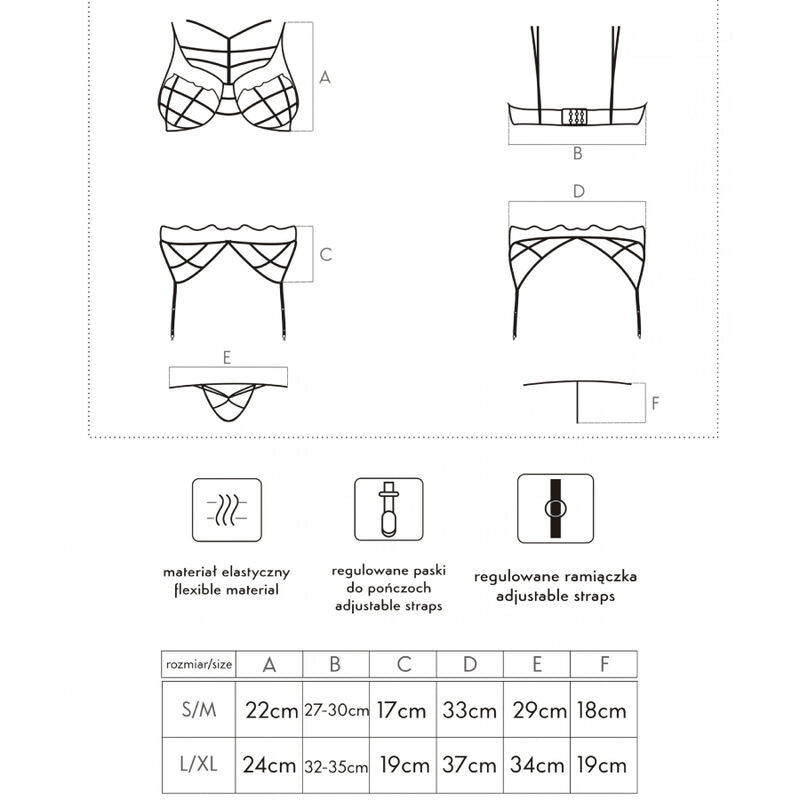 LIVCO CORSETTI SETS Soledad Lc 20217 Soutien-Gorge + Culotte + Jarretière L/Xl — vue arrière