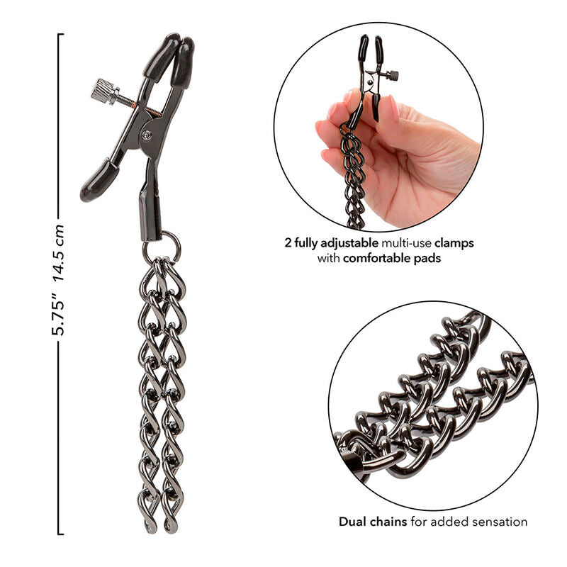 CALEXOTICS Euphoria Pinces À Tétons Chaîne 14,5 Cm — accessoires inclus