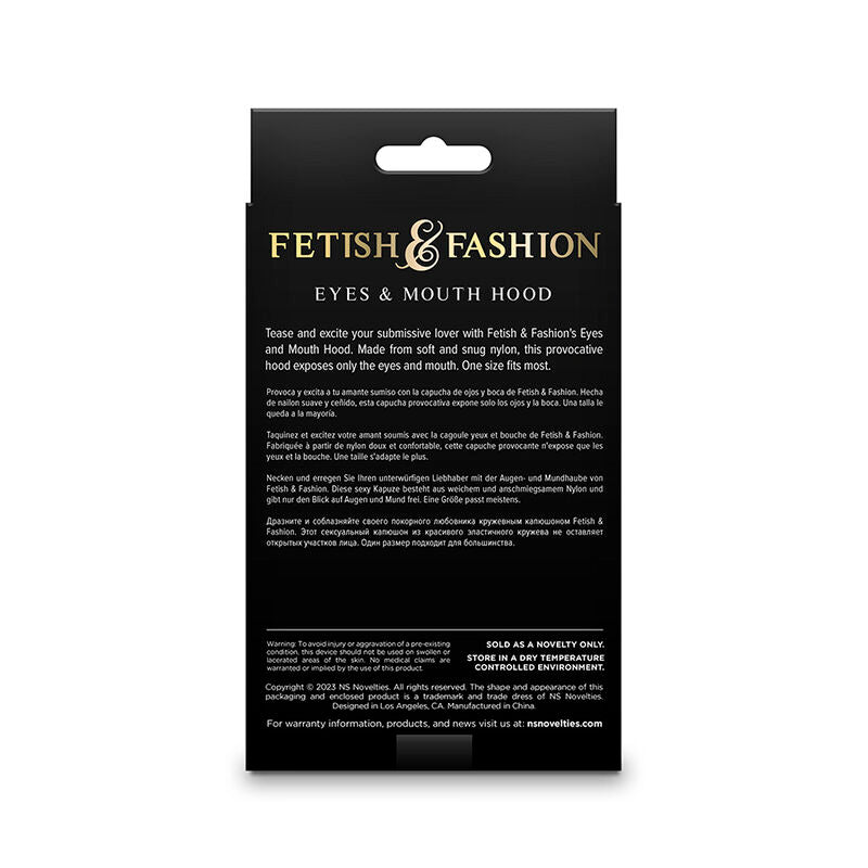 NS NOVELTIES Fetish & Fashion Cagoule Yeux Bouche Nylon Noir — vue détaillée