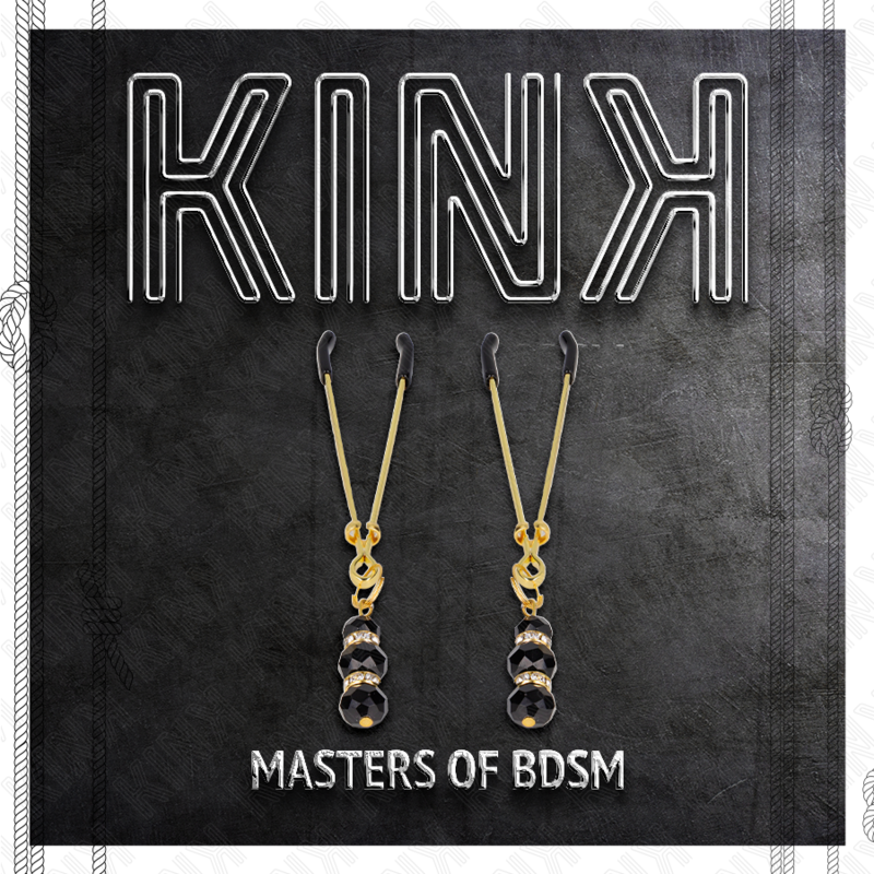 KINK NIPPLE GRIP Pinces À Teton Fines Or 3 Billes Verre Noir 7 Cm — accessoires inclus
