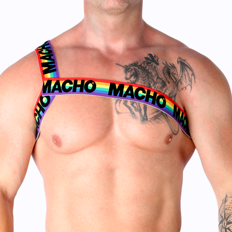 MACHO UNDERWEAR Harnais Romain Pride L/Xl — accessoires inclus