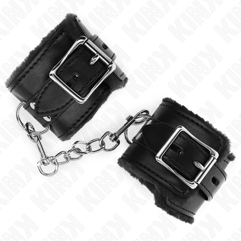 KINK WRIST RESTRAINT Appui-Poignets Doublés Fourrure Noir Ceinture Noire Régla... — vue arrière