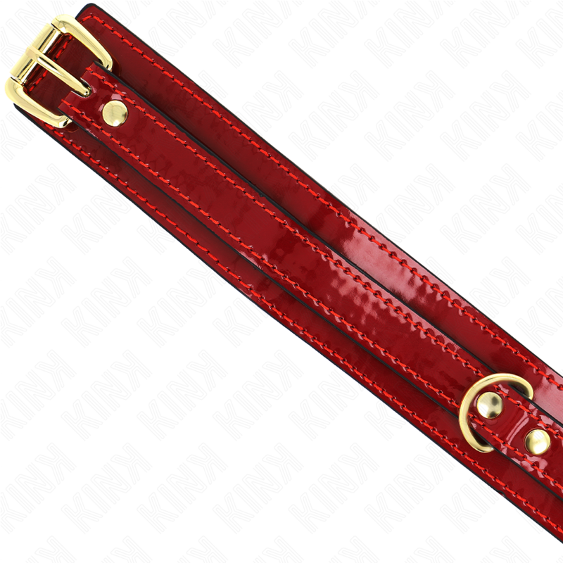 KINK COLLAR & GAG Collier Ajustable Rouge Vin Détails Dorés 29-42,5 Cm X 4 Cm — accessoires inclus