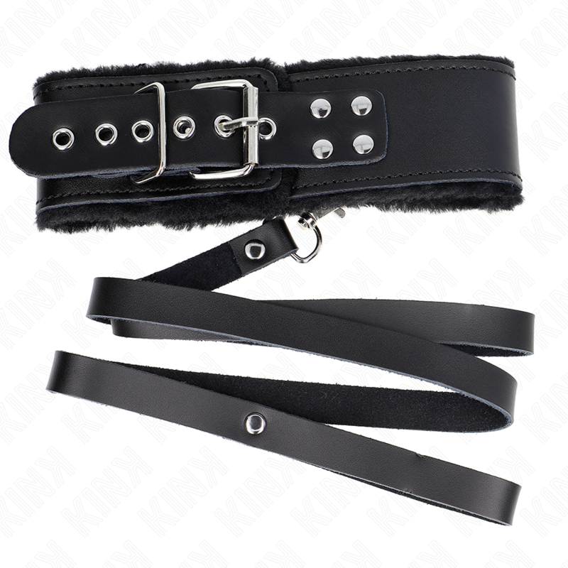 KINK COLLAR & GAG Collier Ceinture 116 Cm Bracelet Cuir Noir Ajustable 40-4... — accessoires inclus