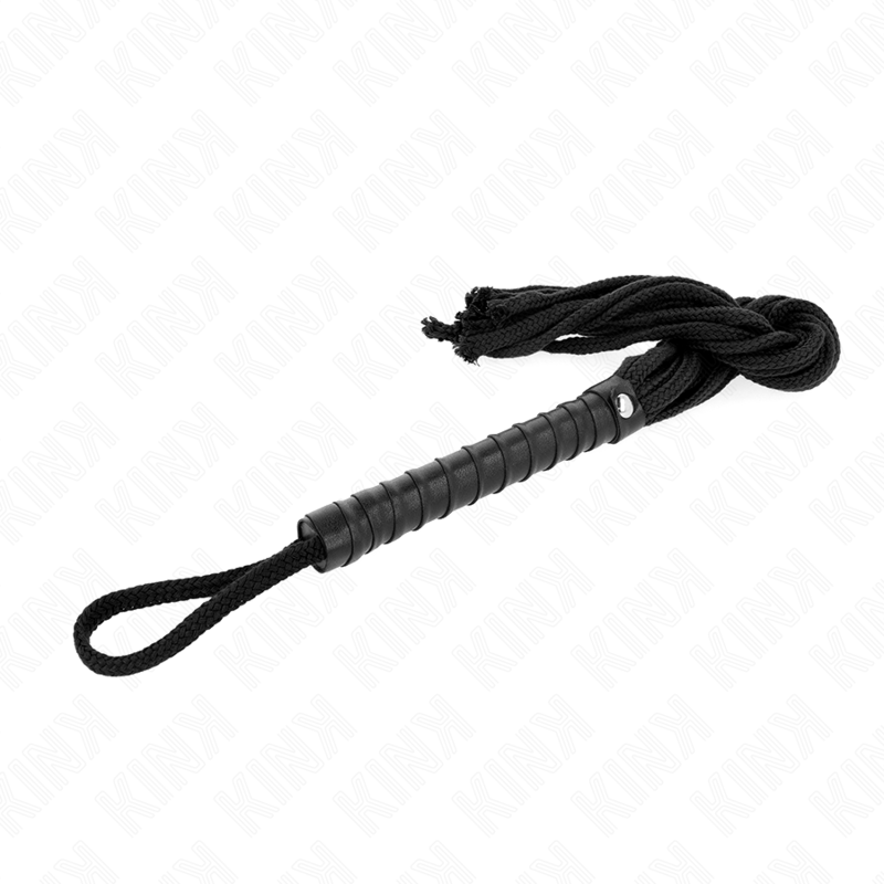 KINK IMPACT & TOUCH Fouet Corde Noire 56 Cm — accessoires inclus