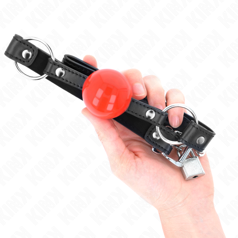 KINK COLLAR & GAG Bâillon Balle 4 Cm Serrure Boule Rouge Bracelet Noir 60 X... — vue arrière