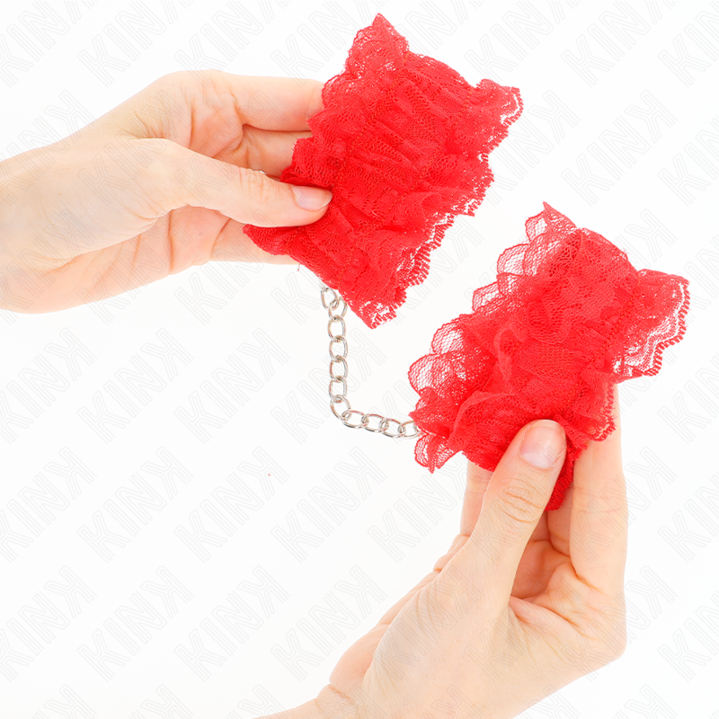 KINK WRIST RESTRAINT Attentes-Poignets Élastiques Dentelle Rouge — vue arrière