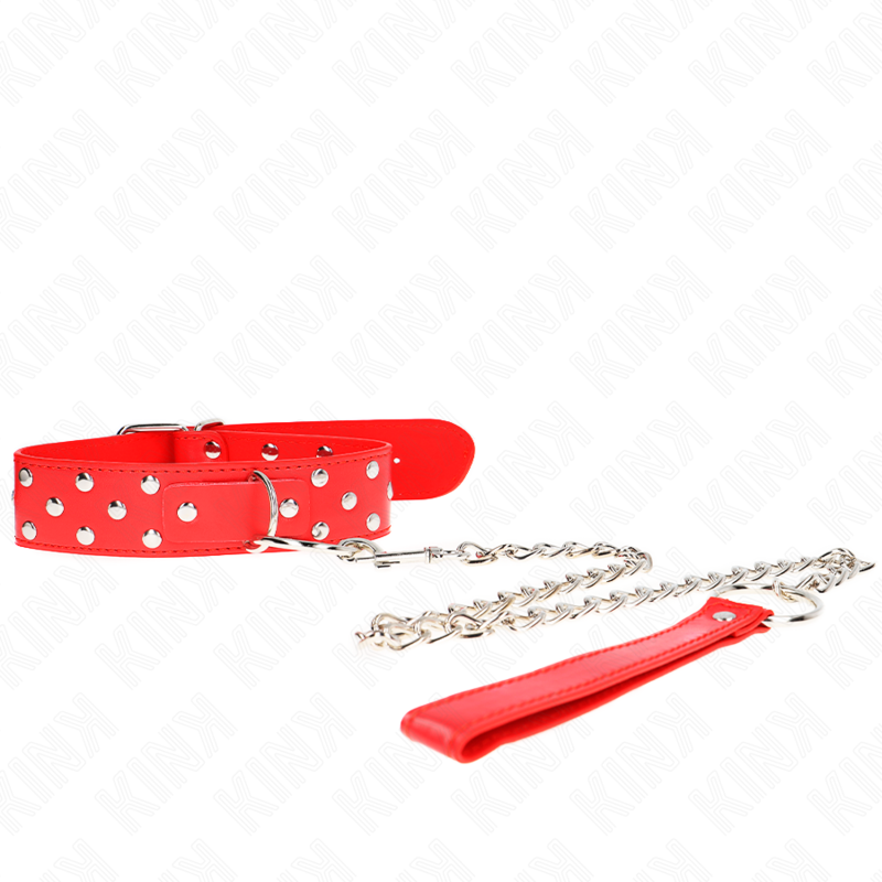 KINK COLLAR & GAG Collier Rivet Anneau Ceinture 65 Cm Rouge Ajustable 36-50... — accessoires inclus
