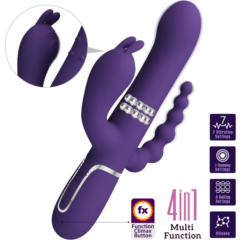 PRETTY LOVE FLIRTATION Cammy Triple Vibrateur Multifonction 4 1 Violet — accessoires inclus