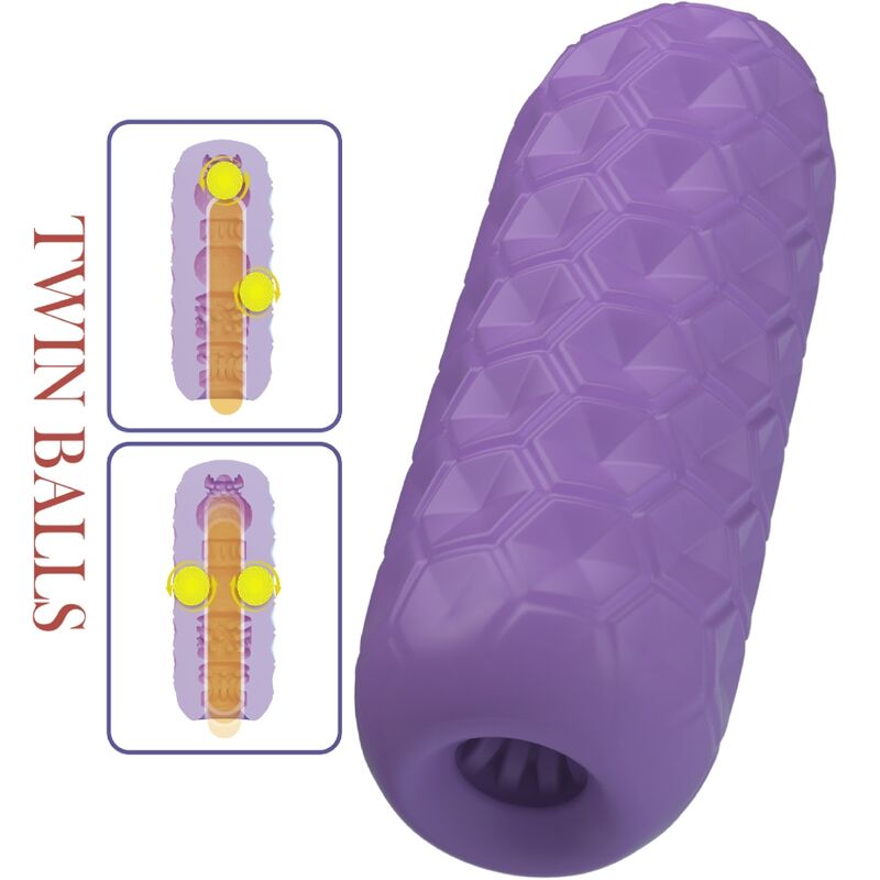 PRETTY LOVE MASTURBATEUR HOMME À DEUX BOULES VIOLET — accessoires inclus