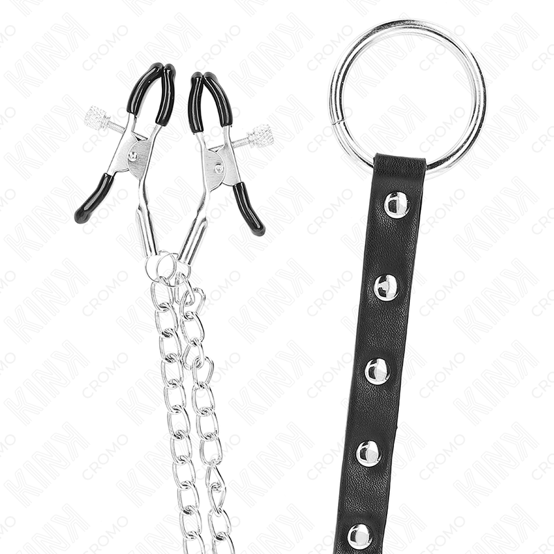 KINK RING POWER Anneau Pénis Métal Chaîne Pinces À Mamelon Réglables — accessoires inclus