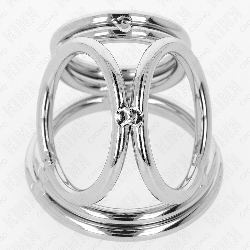 KINK RING POWER Anneau Pénis Métal Triple Chrome 3,8 Cm À 5 Cm Modèle 1 — accessoires inclus