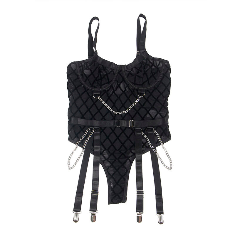 SUBBLIME BODIES 9542277 Body Chaînes + Porte-Jarretelles Noir L/Xl — accessoires inclus