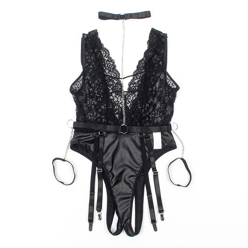SUBBLIME BODYSTOCKINGS 954383 Body Sexy Porte-Jarretelles Noir S/M — accessoires inclus