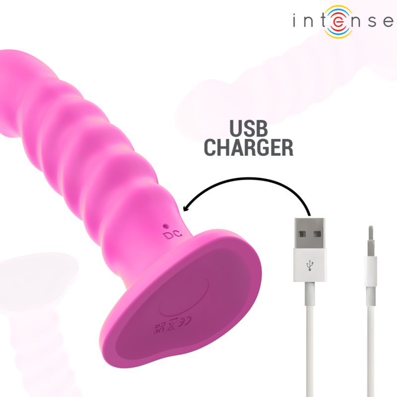 INTENSE REMOTE CONTROL Cindy Vibrateur Taille L Design Spirale 10 Vibrations Ros... — accessoires inclus