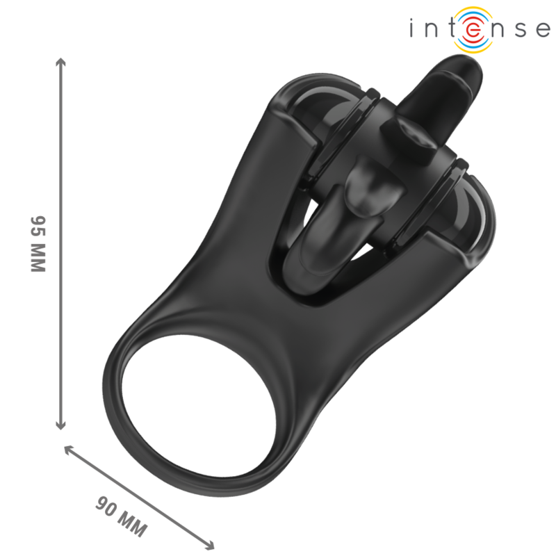 INTENSE FOR HIM MABEL ANNEAU VIBRANT 10 VIBRATIONS STIMULATEUR CLITORIS NOIR — accessoires inclus