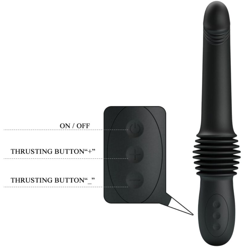 PRETTY LOVE Vibrateur Pazuzu 3 Modes Poussée Noir — accessoires inclus