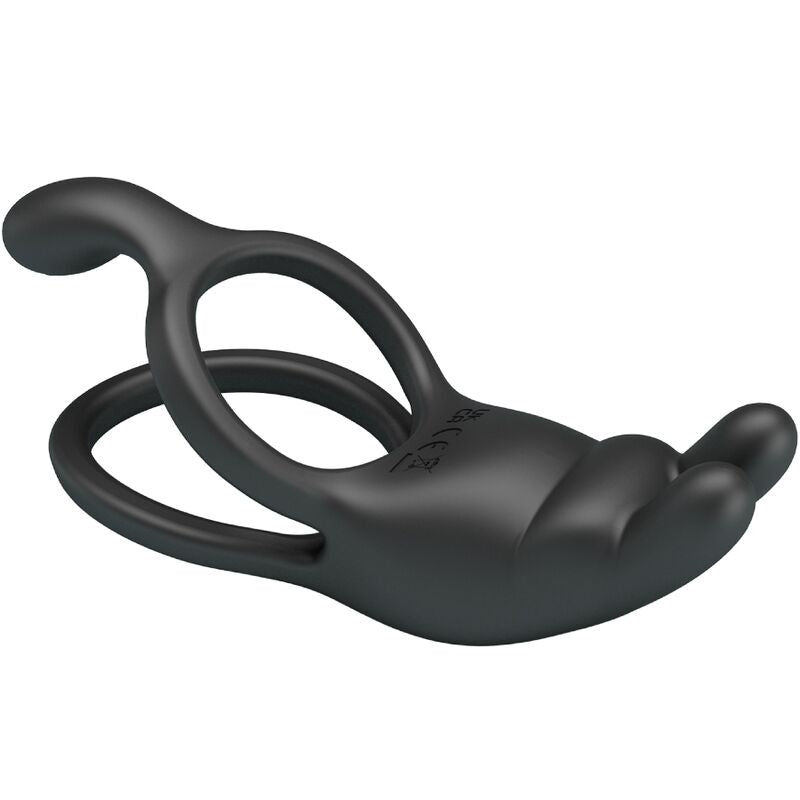 PRETTY LOVE - Seth Double Anneau Vibrant Lapin 7 Vibrations Noir
