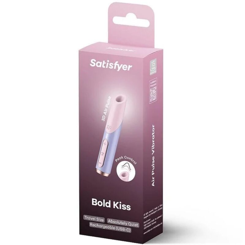 SATISFYER AIR PULSE Bold Kiss Wave Stimulateur Clitoris Rose / Violet — vue détaillée