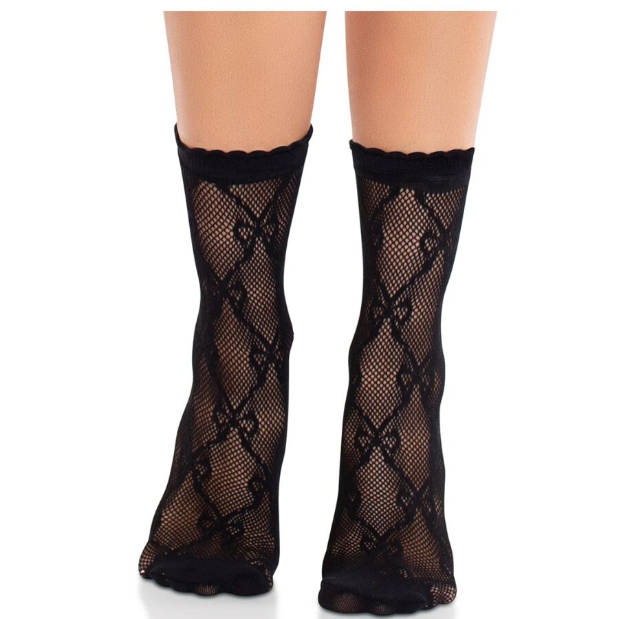 LEG AVENUE HOSIERY Chaussettes Noires Dentelle Nœud — vue alternative