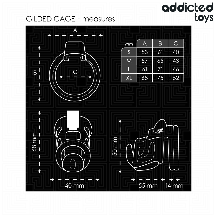 ADDICTED TOYS LOCKED Cage À Pénis Gilden Cage 8,5 Cm — accessoires inclus
