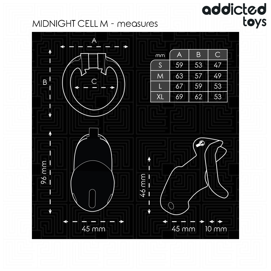 ADDICTED TOYS LOCKED Mindnight Cell Cage À Pénis Taille M — accessoires inclus