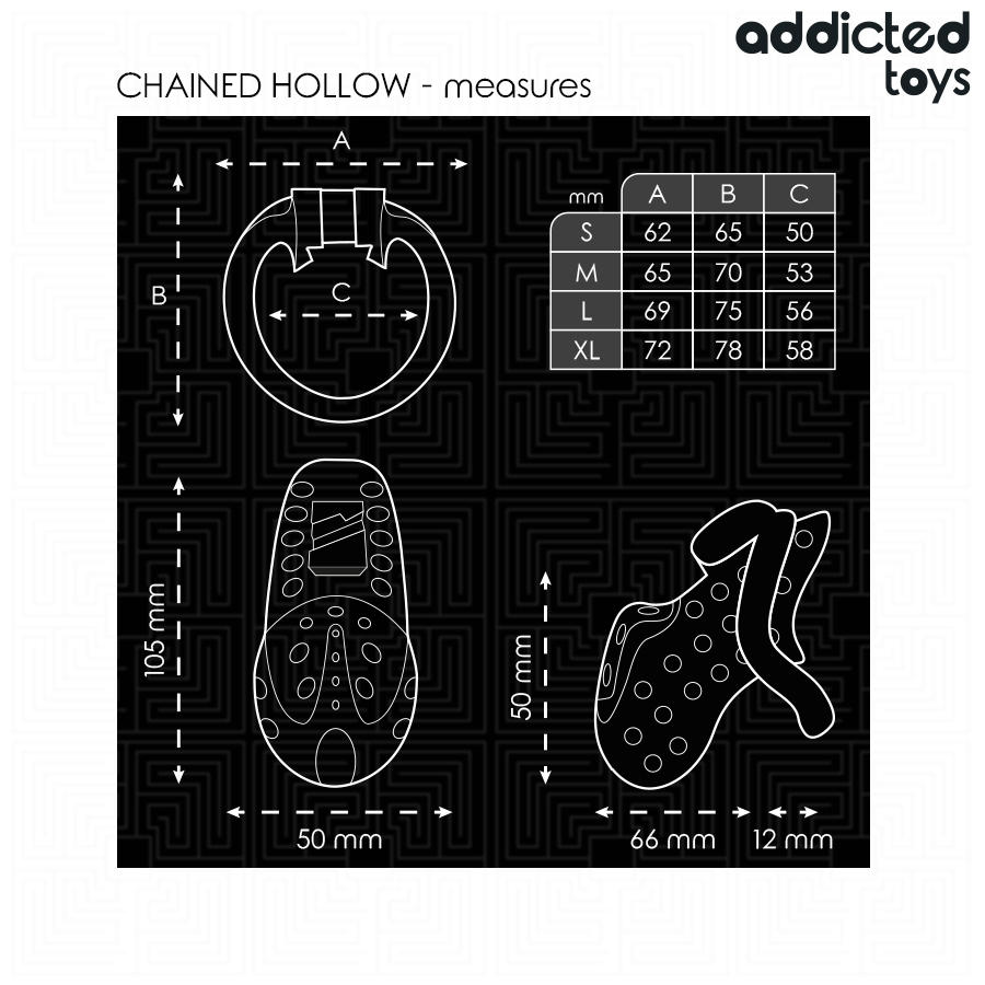 ADDICTED TOYS LOCKED À Pénis Creuse Enchaînée 10,5 Cm — accessoires inclus