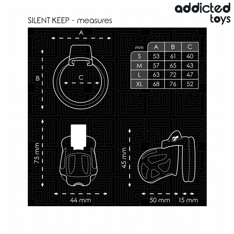 ADDICTED TOYS LOCKED Cage À Pénis Silencieuse 7,5 Cm — accessoires inclus