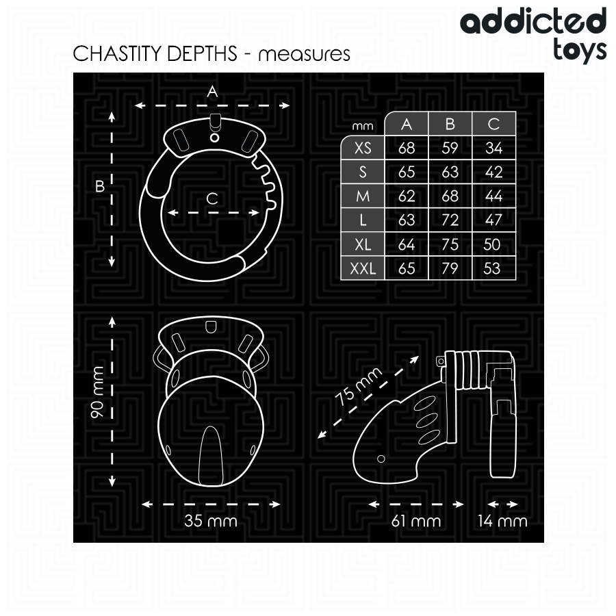 ADDICTED TOYS LOCKED Cage À Pénis Chasteté Profondeur 7,5 Cm — accessoires inclus