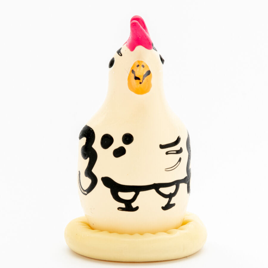 CONDOMERIE Préservatifs Fantaisie Peints À Main Coq Cocky — accessoires inclus