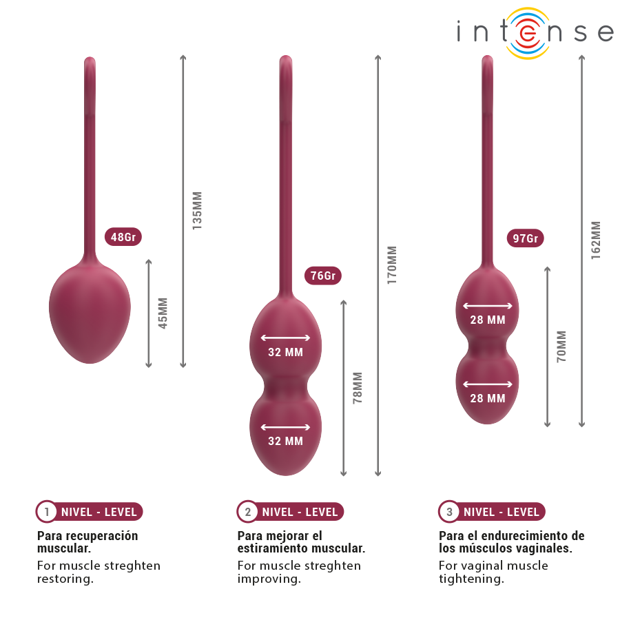 INTENSE HEALTH KEGEL Kit Charli Kegel Ball Bourgogne — accessoires inclus