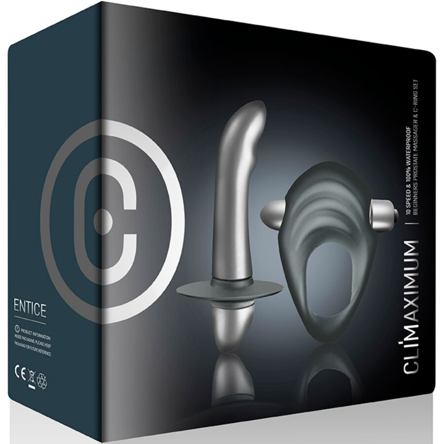 CLIMAXIMUM KIT ENTICE ANNEAU PÉNITENTIAIRE + VIBRATEUR PROSTATIQUE D... — accessoires inclus