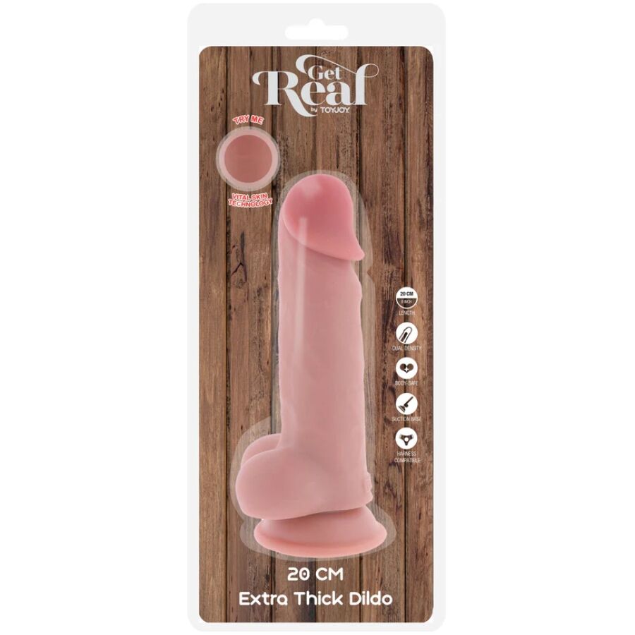 GET REAL PÉNIS RÉALISTE LUXE TESTICULES EXTRA ÉPAIS 20 CM — accessoires inclus