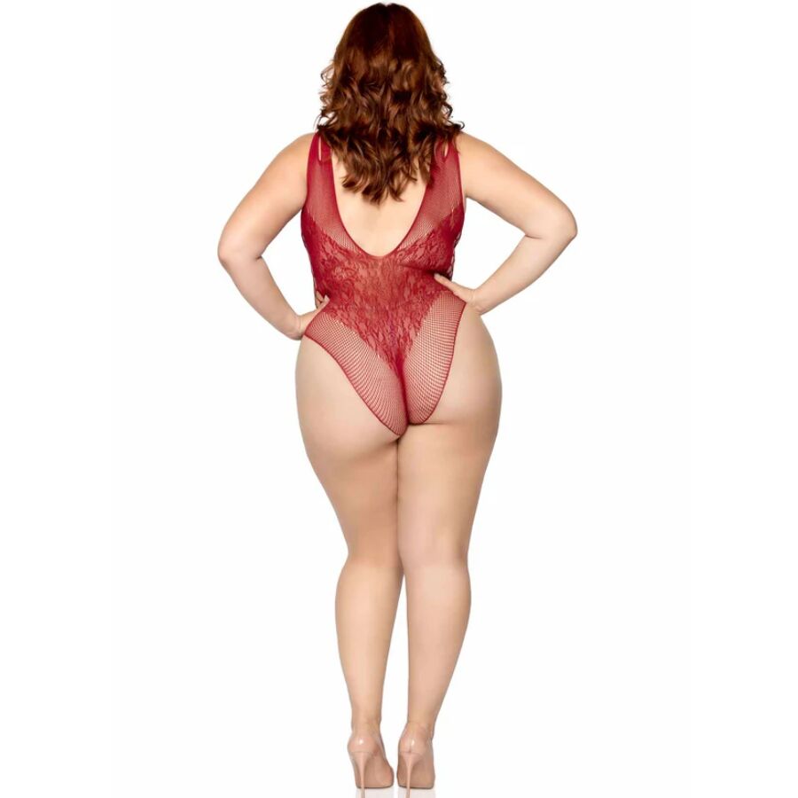 LEG AVENUE TEDDIES 81641X Body Sans Couture Bordeaux Taille 1X/2X — accessoires inclus