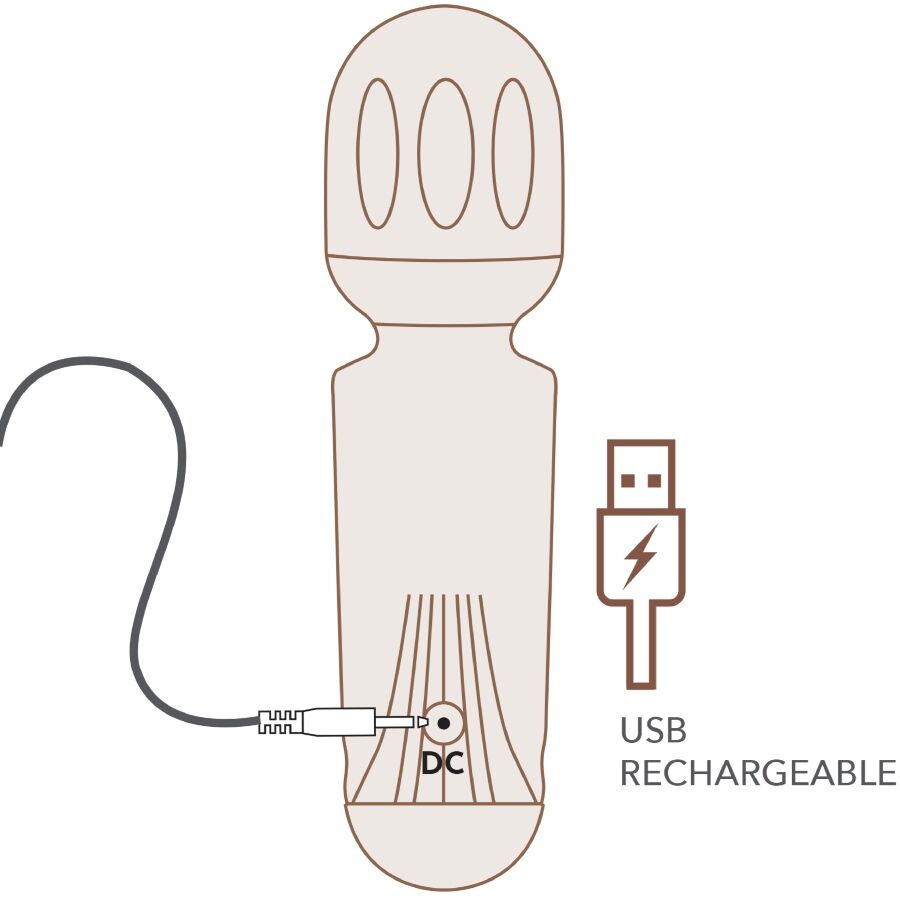 ROCKS-OFF Mini Baguette Rechargeable 16 Fonctions Tulipe Noire — accessoires inclus