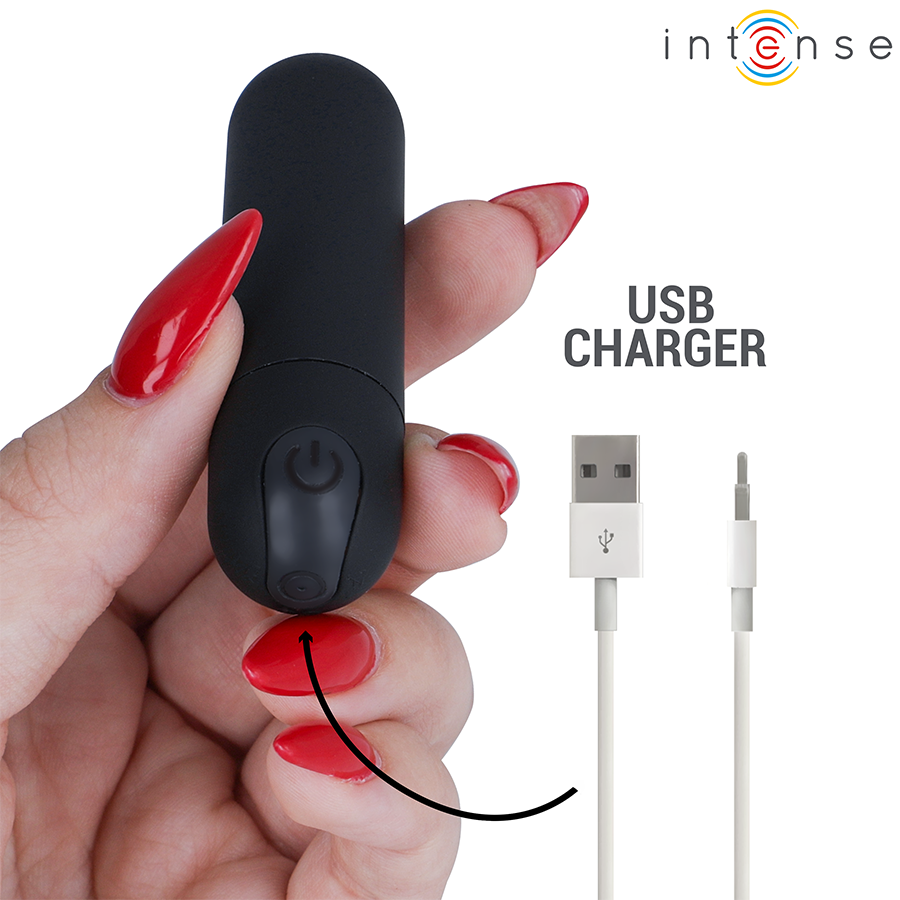 INTENSE FUN TOYS Karen Mini Vibrant Rechargeable Balle Noire — accessoires inclus