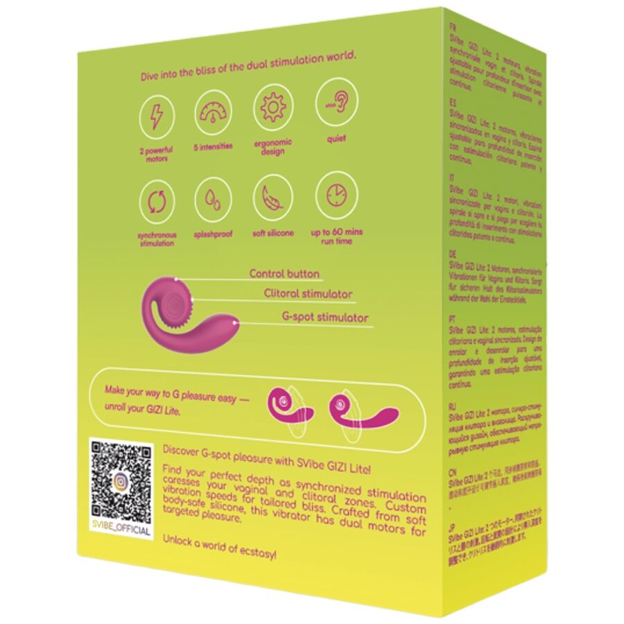 SNAIL VIBE Gizi Lite Vibrateur Rose Double Point G Clitorial — accessoires inclus