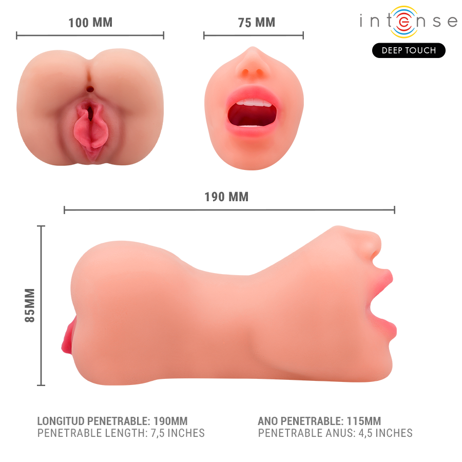 INTENSE BODIES & MASTURBATORS Masturbateur À Double Bouche Vagin Riley — accessoires inclus