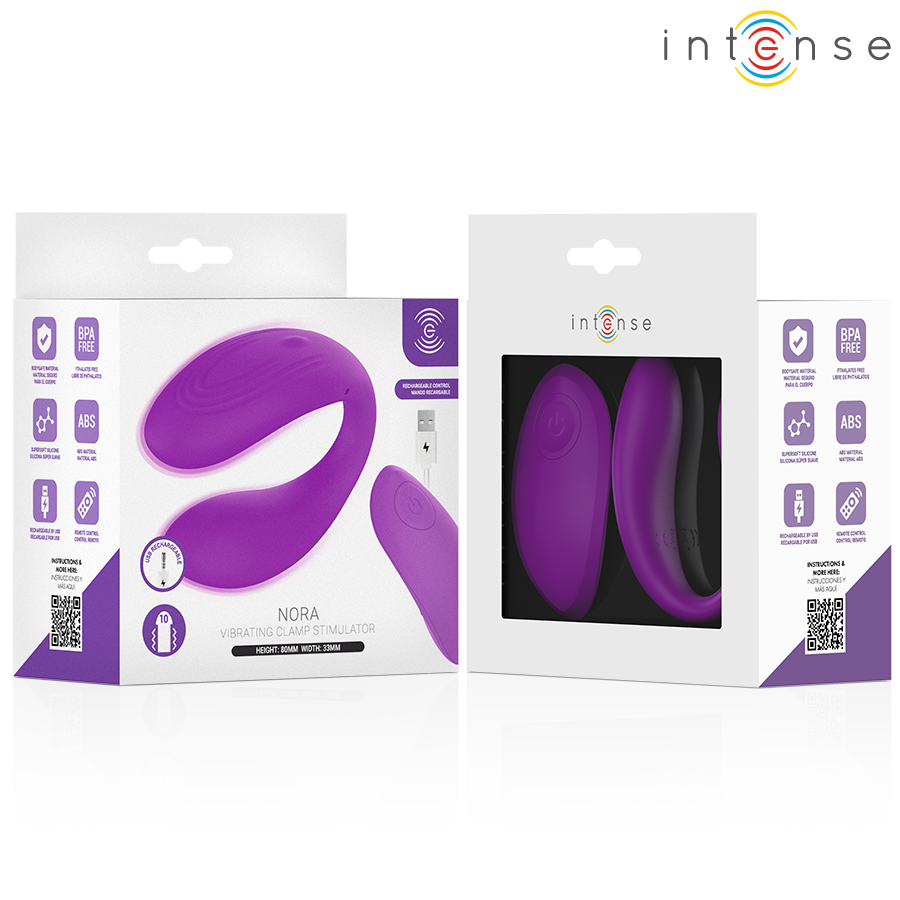 INTENSE REMOTE CONTROL Nora Stimulateur À Pince Vibrante Violet — accessoires inclus