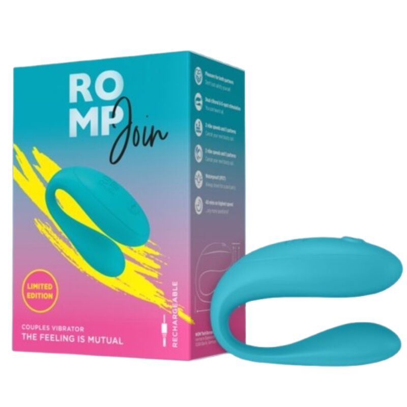 ROMP JOIN VIBRATEUR TURQUOISE COUPLES — accessoires inclus