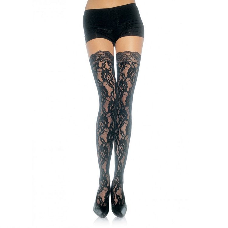 LEG AVENUE HOSIERY Bas Dentelle Fleurie - Aura Intime
