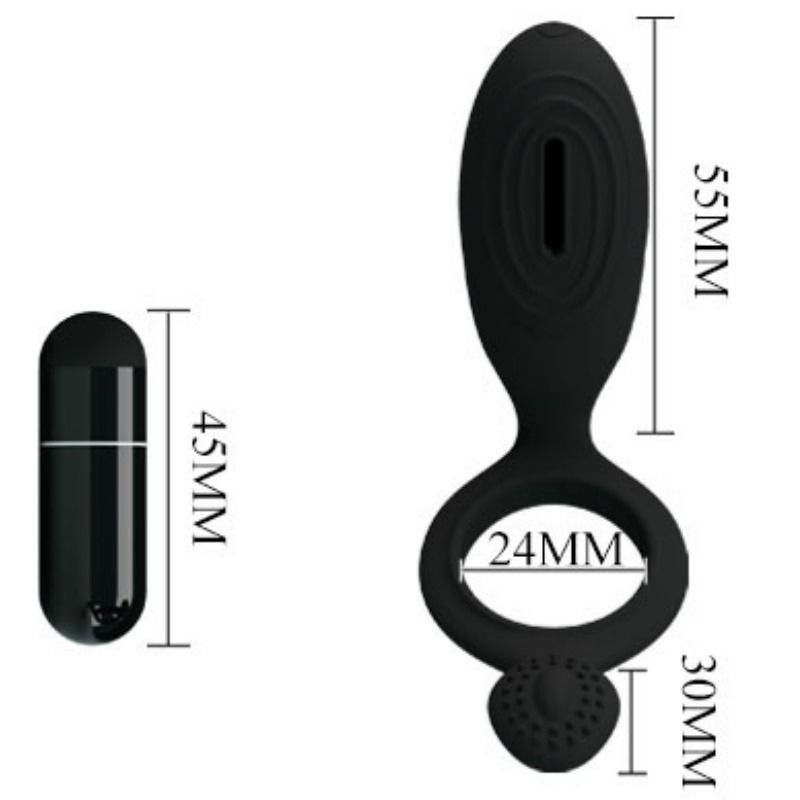 PRETTY LOVE MALE ETHEL ANNEAU VIBRANT STIMULATEUR — accessoires inclus