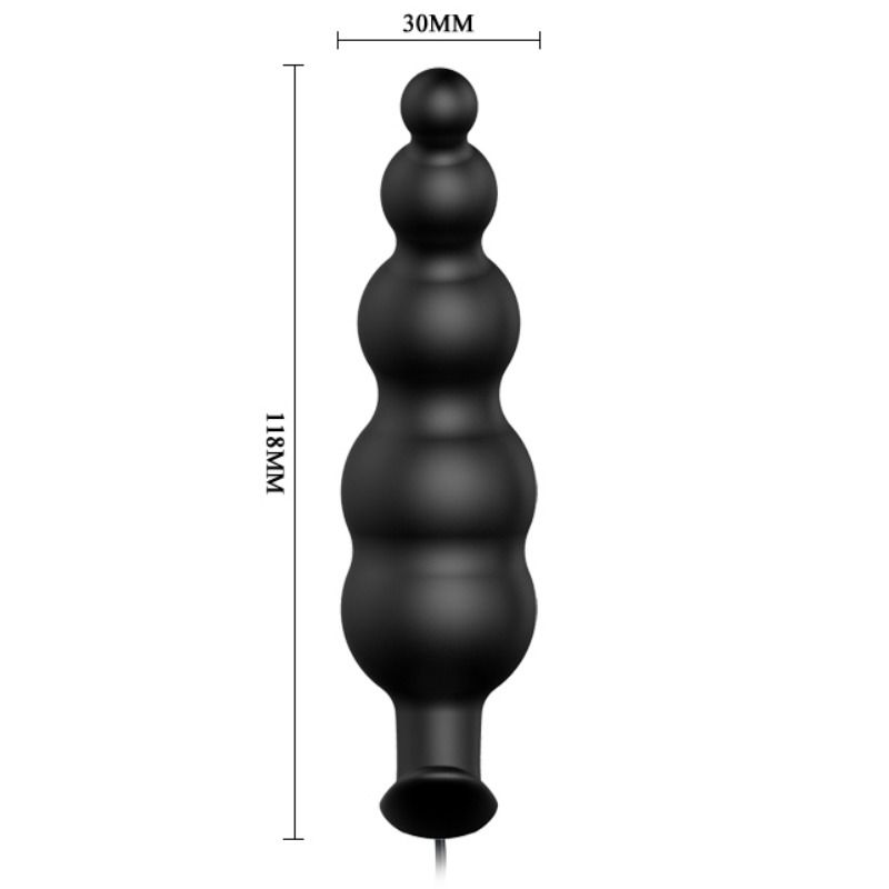 PRETTY LOVE BOTTOM Plug Anal Silicone Extra Stimulation 12 Modes Vibration Noir — accessoires inclus