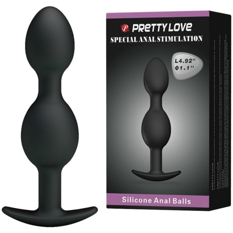 PRETTY LOVE BOTTOM BALLES ANAL SILICONE 12.5 CM NOIRES — vue détaillée