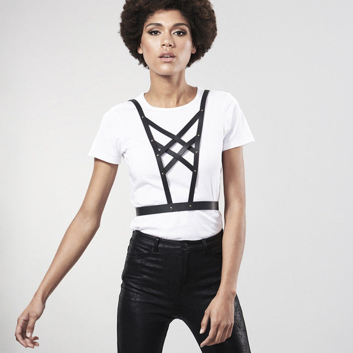 BIJOUX MAZE Indiscrets Maze Harnais Croisé Collier Noir — vue alternative