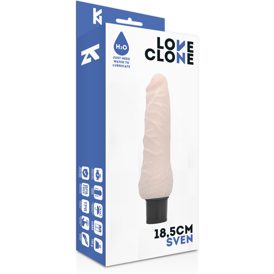 LOVECLONE Vibrateur Autolubrifiant Sven 18.5 Cm -O- 3.3 Cm — vue arrière