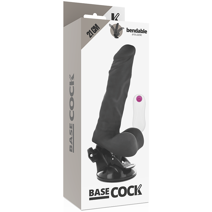 BASECOCK Vibrateur Articulable Télécommande Noir 21 Cm -O- 5 Cm — accessoires inclus